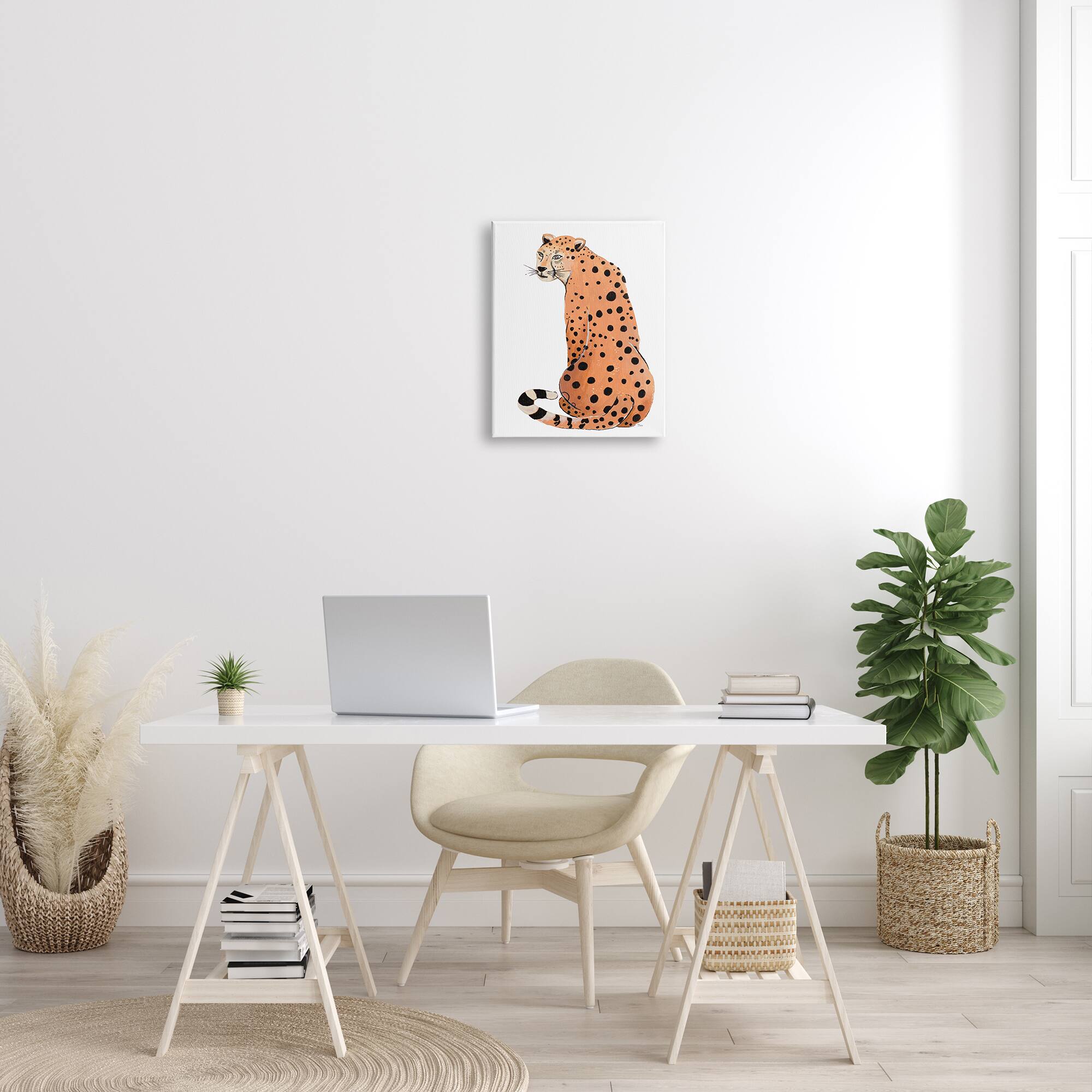 Stupell Industries Orange Jungle Cat Bold Spots Safari Animal Canvas Wall Art